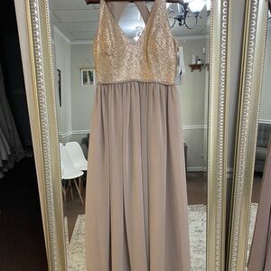 NWT Rose Gold/Taupe Bridesmaid Dress